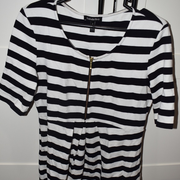 blue white striped Isabella Oliver maternity dress - Picture 2 of 5